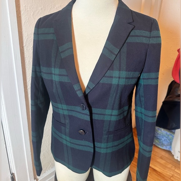 Ann Taylor Jackets & Blazers - Ann Taylor LOFT Plaid Blazer Navy Green Blackwatch Tartan Size 4P